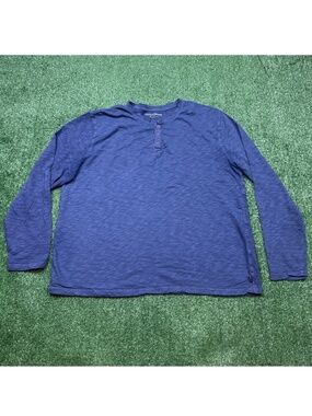 Lucky Brand T Shirt Men's Size XL Blue Long Sleeve Henley